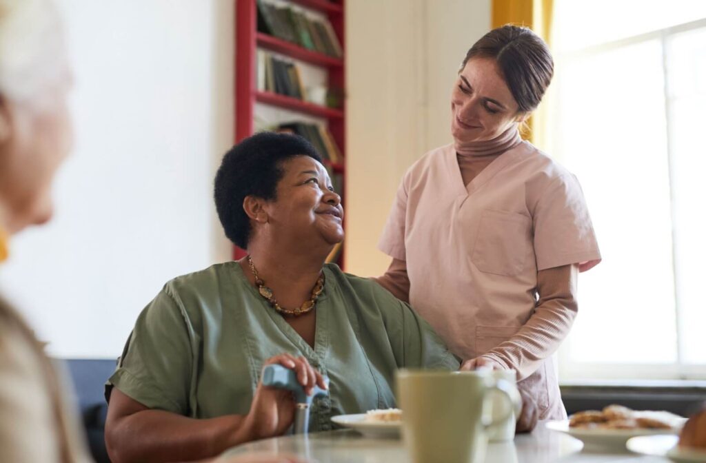 a carer supports a senior